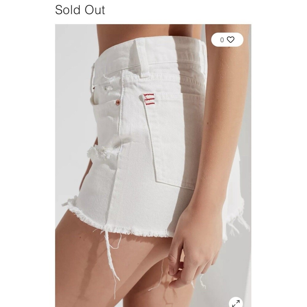 Urban Outfitters BDG 90s High Waisted White Denim Cut Offs Shorts Button Fly SM